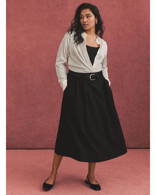 Contemporaine Black Pleated Midi Skirt
