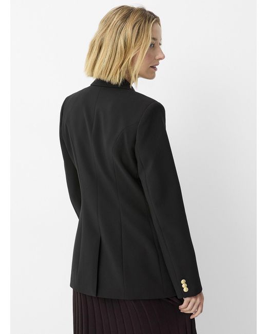 Contemporaine Black Golden Crest Buttons Blazer