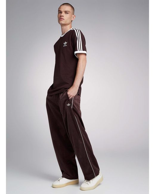 Adidas Originals Brown Piping Corduroy Pant Loose Fit for men