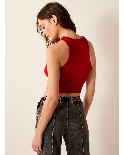 DIESEL Red Alinka Topstitched Lounge Cropped Cami