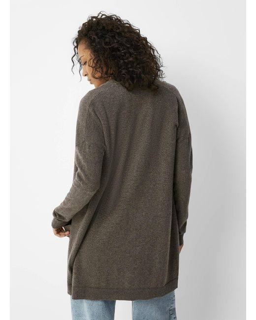 Contemporaine Gray Wool And Cashmere Open Cardigan