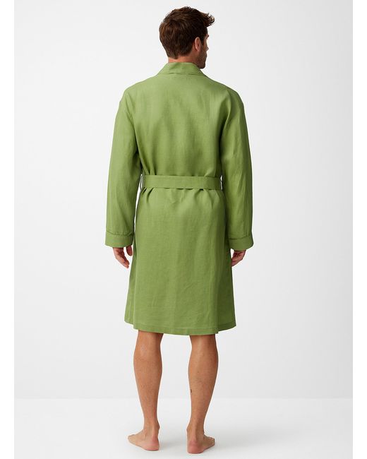 Le 31 Green Organic Linen Robe for men