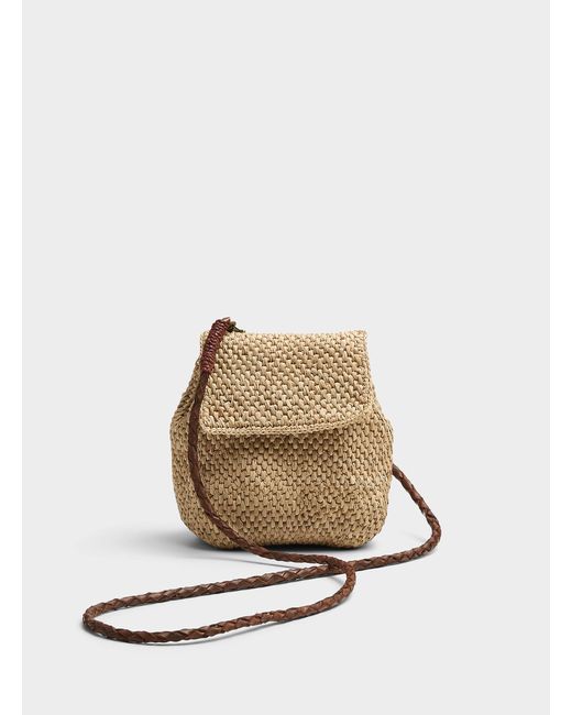 IBELIV Natural Small Raffia And Braided Leather Shoulder Bag for men