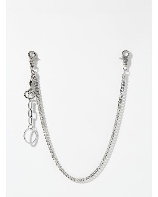 Le 31 White Multiple Snap Hook Solid Wallet Chain for men