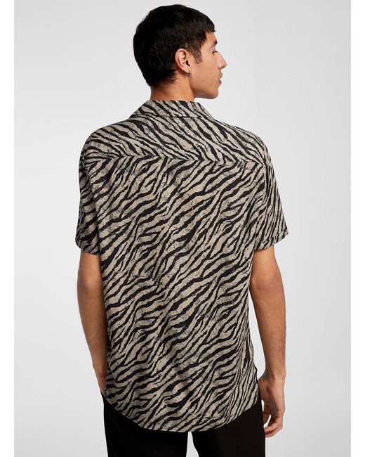 Drykorn Gray Zebra Camp Shirt for men