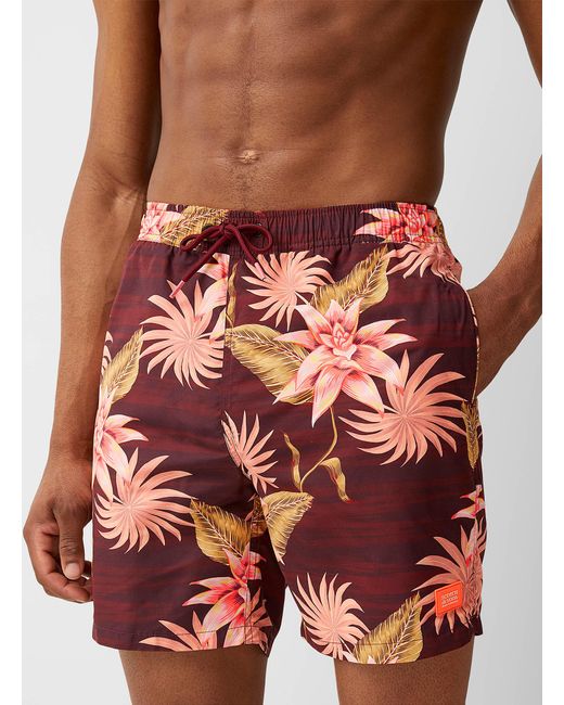 Scotch \u0026 Soda Men's Tropical Decor Swim Trunk - Red - Trunks
