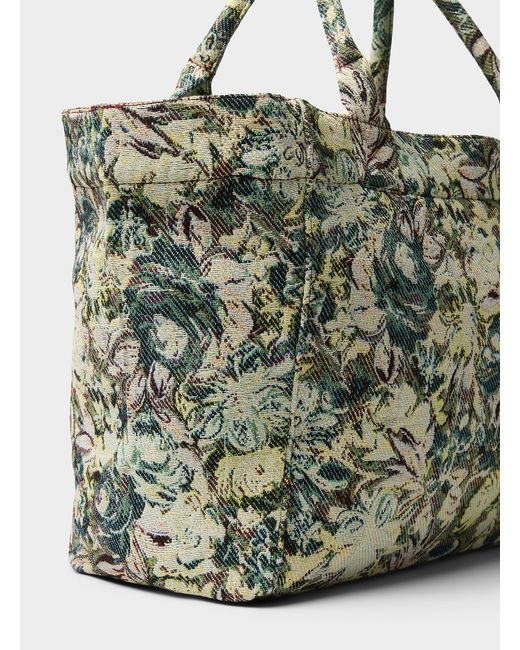 Ganni Gray Tapestry Recycled Cotton Xxl Tote