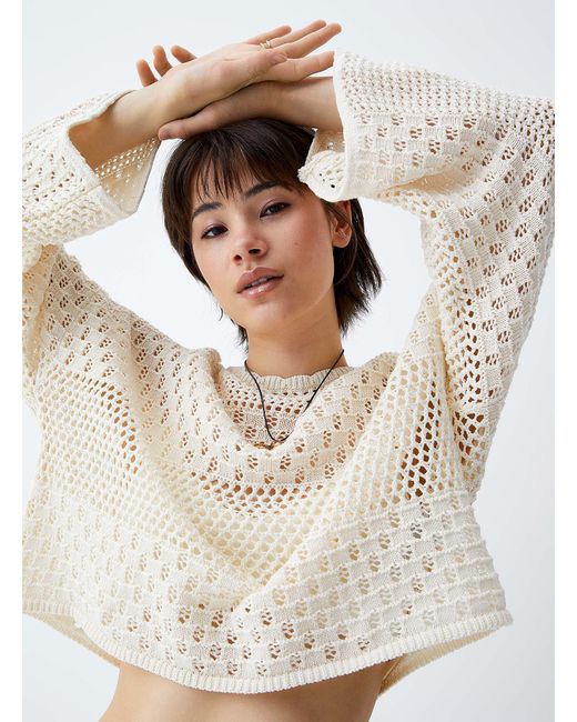 ONLY Multicolor Pointelle Knit Loose Sweater