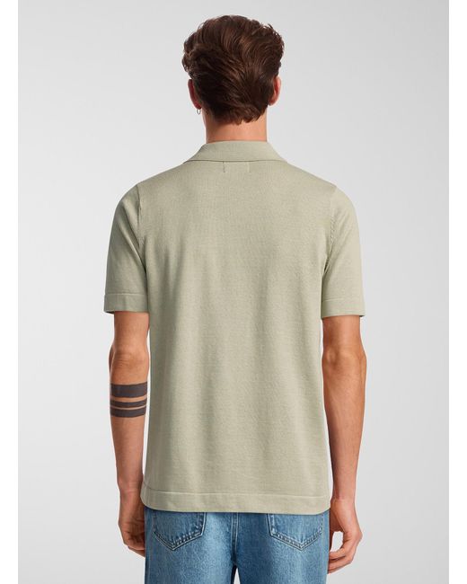 Le 31 Green Heathered Knit Polo for men