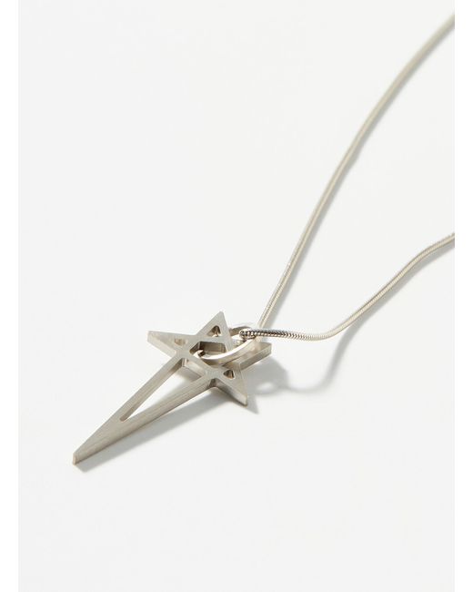 Rick Owens White Pentagram Chain Necklace for men