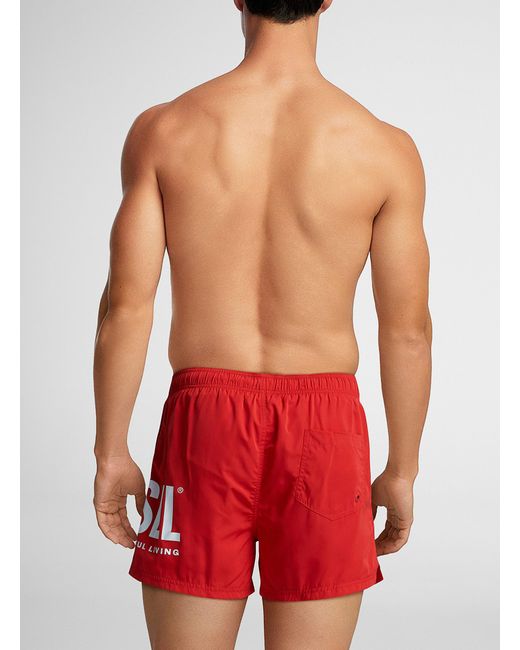 DIESEL Red Signature Swim Trunks for men