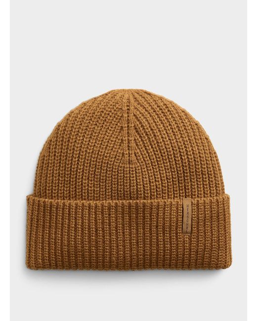 Herschel Supply Co. Brown Minimalist Logo Tag Ribbed Tuque for men