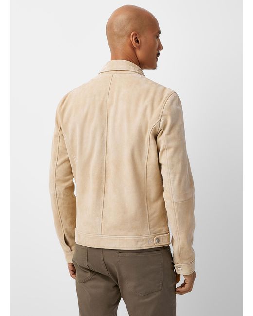 Sly & Co Natural James Dean Genuine Suede Jacket for men