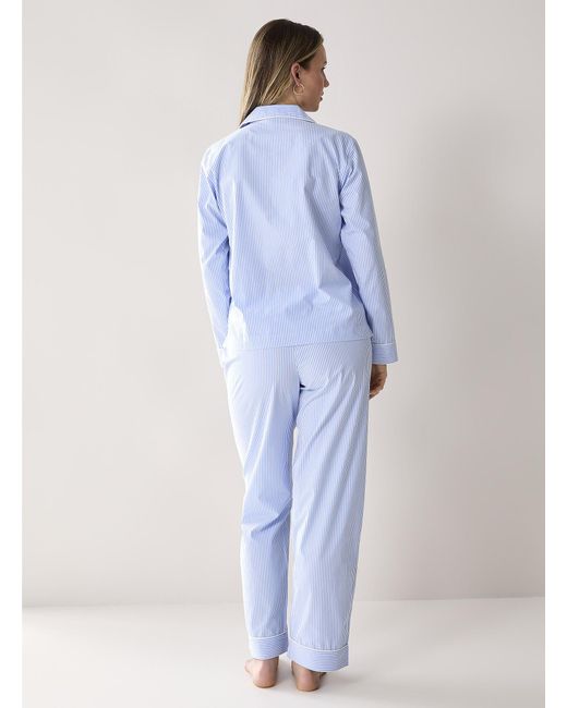 Ralph Lauren Blue Pinstriped Poplin Pyjama Set