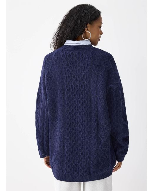 Twik Blue Mixed Textures Loose Sweater