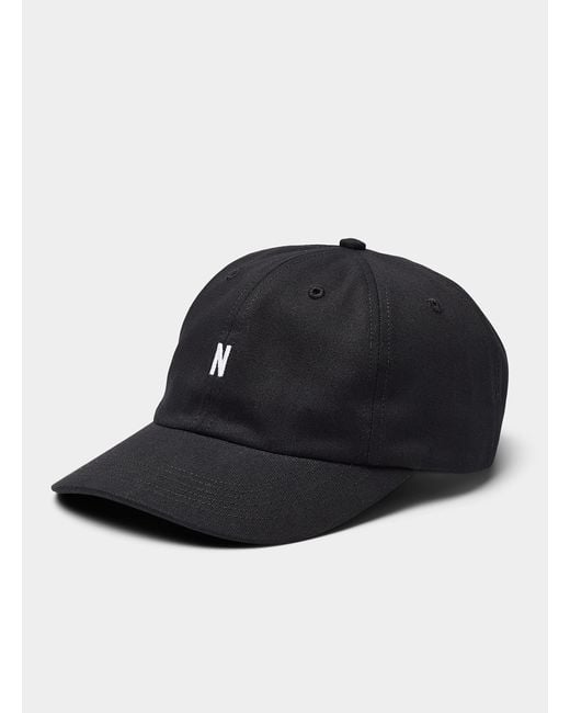 Norse Projects Black Embroidered Small Letter Twill Cap for men