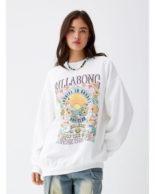 Billabong White Rainbow Loose Sweatshirt
