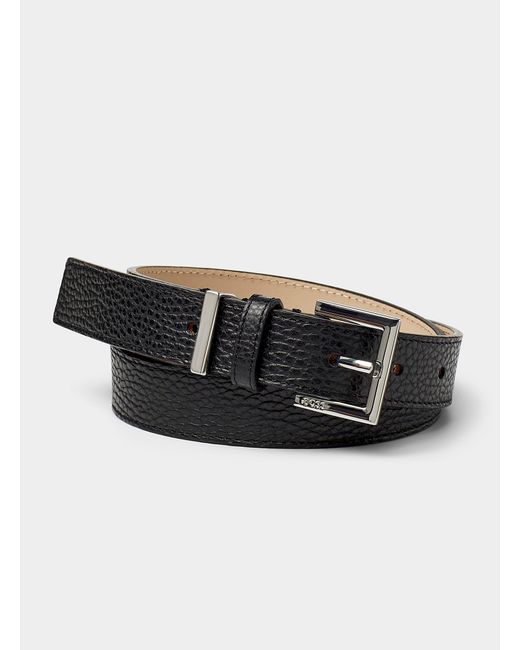 Boss Black Ivy Square Buckle Grained Leather Belt