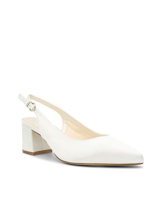 Paradox London White Bessy Wide Wedding Heels