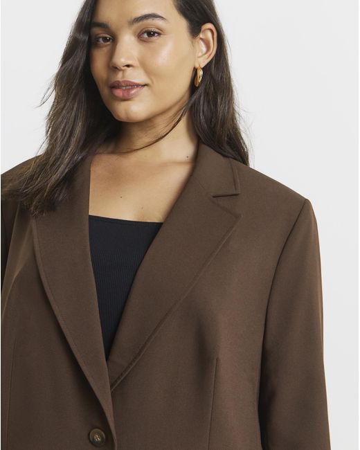 Simply Be Brown Oversized Single Breasted Blazer