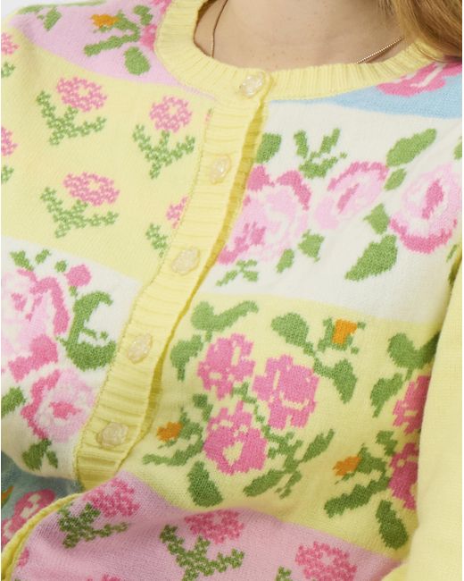Joe Browns Blue Jb Felicity Patchwork Floral Cardigan
