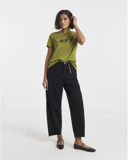 Simply Be Green Cats Placement Emb Tee