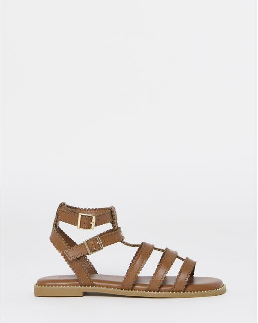 Simply Be White Scallop Gladiator Sandals Wide
