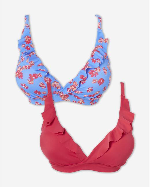 Simply Be Blue Value 2 Pack Plunge Bikini Tops