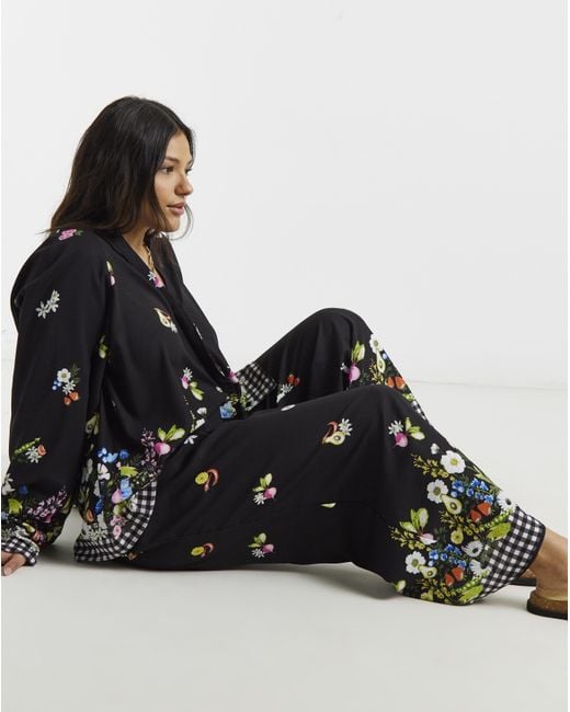 Simply Be Blue Fruit & Veg Print Trouser