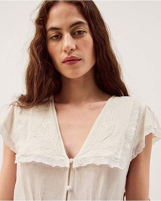 Monsoon Brown Frannie Square Collar Top