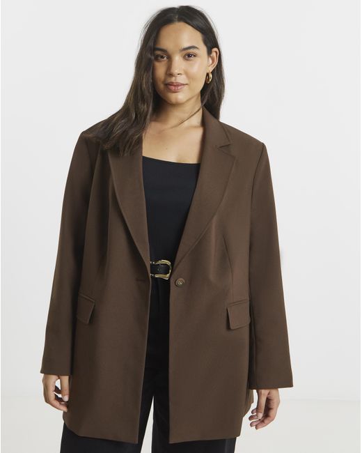 Simply Be Brown Oversized Single Breasted Blazer