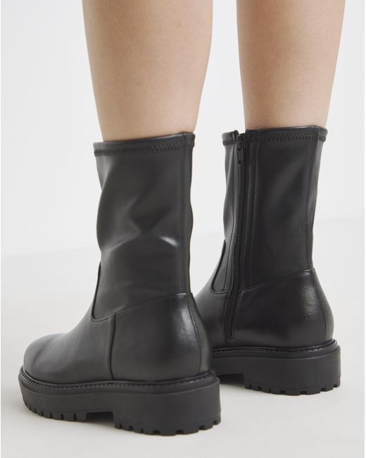 Simply Be Black Chunky Ankle Boot Extra Wide