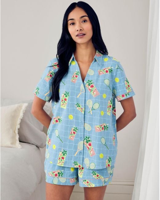 Chelsea Peers Blue Button Up Short Set