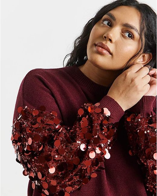 Lovedrobe Red Sequin Sleeve Jumper