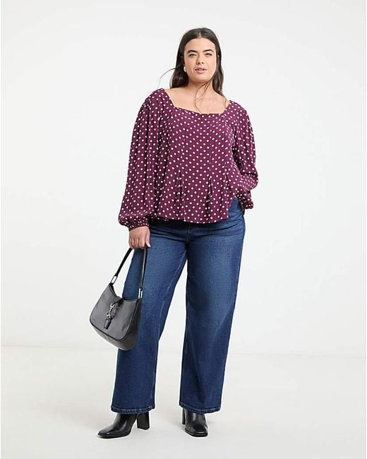 Simply Be Red Button Down Tea Blouse