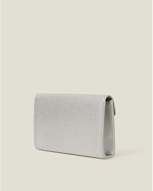 Accessorize Gray Metallic Envelope Clutch Bag