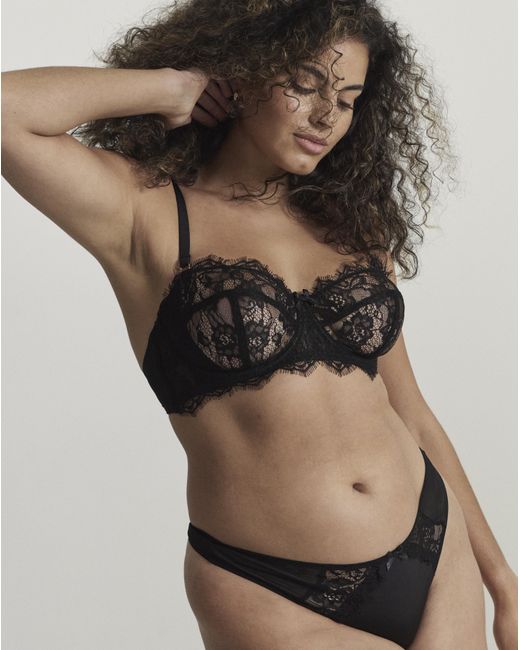 Figleaves Black Pulse Lace Thong