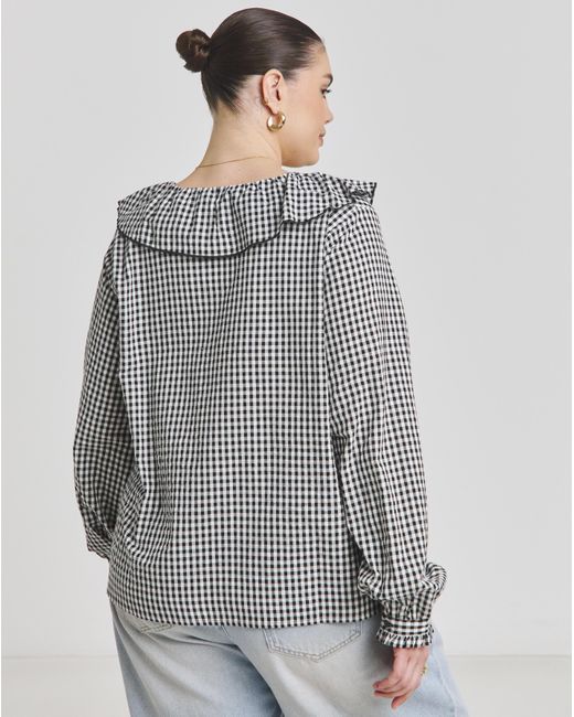Simply Be Gray Ruffle Blouse