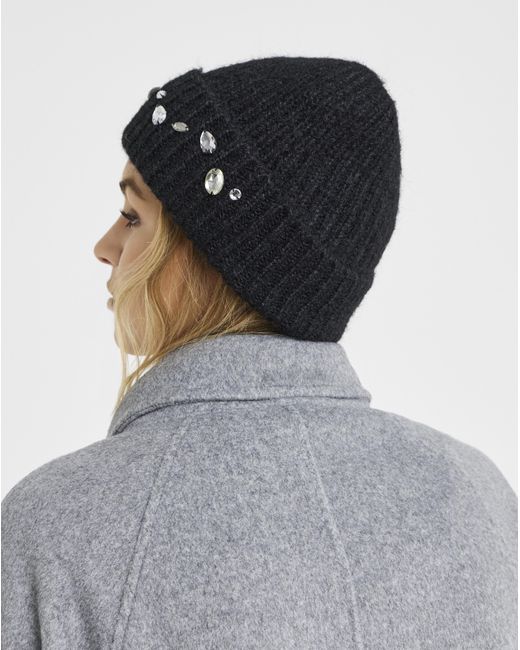JD Williams Black Jewel Embellished Hat & Handwarmer Set
