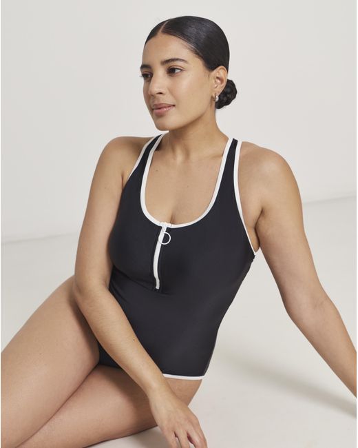 Beach To Beach Black Zip Swimsuit