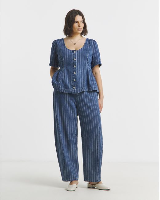 Simply Be Blue Barrel Jeans