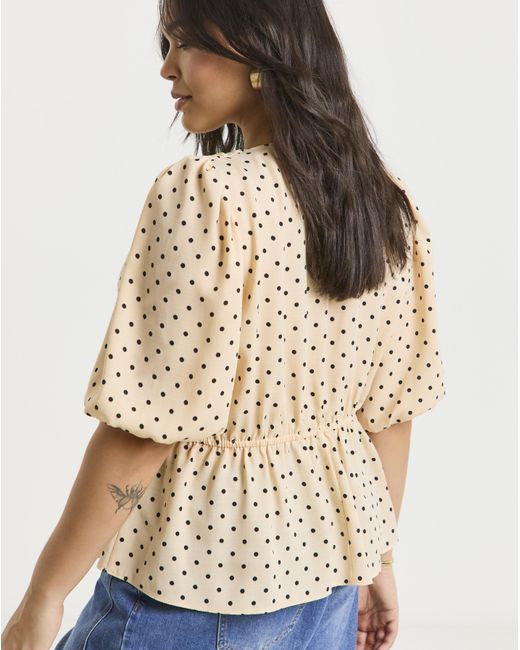 Simply Be Natural Button Through Peplum Blouse