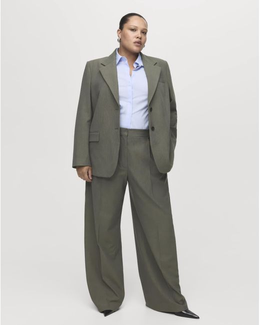Mango Gray Blazer With Flap Pockets
