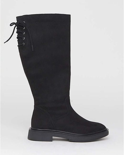 Simply Be Black Lace Back Riding Boot Ex Wide Sc