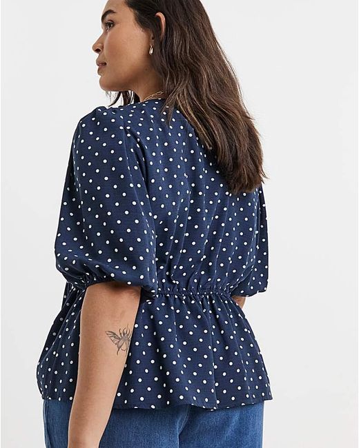 Simply Be Blue Button Through Peplum Blouse