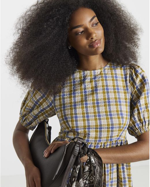 Native Youth Natural Check Midi Dress