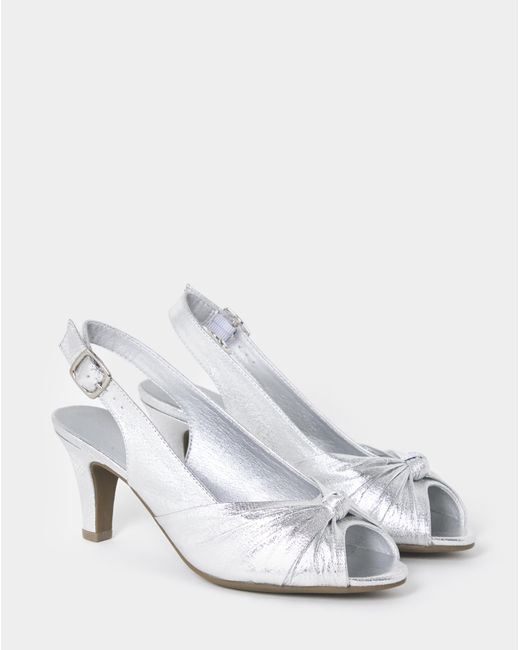 JD Williams Gray Knotted Peep Toe Heel Wide