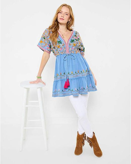 Joe Browns Blue Jb Emma Embroidered Denim Tunic Dress