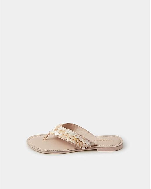Accessorize Natural Embellished Flip Flops