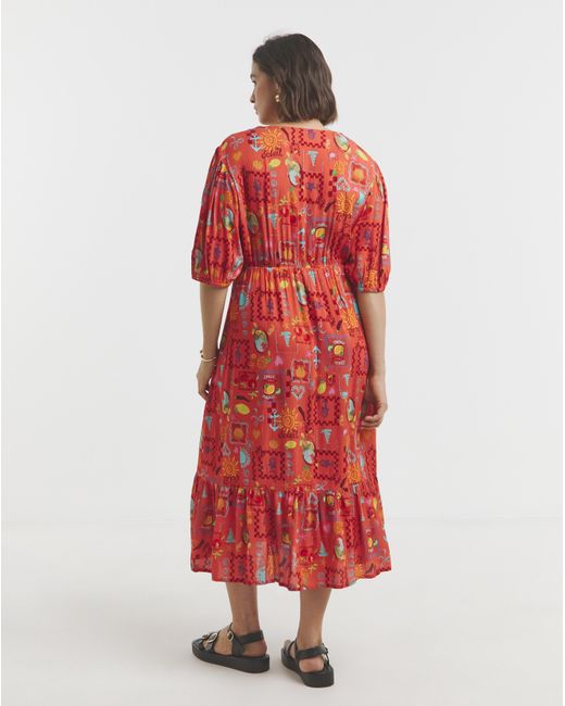 Simply Be Red Crinkle Wrap Dress